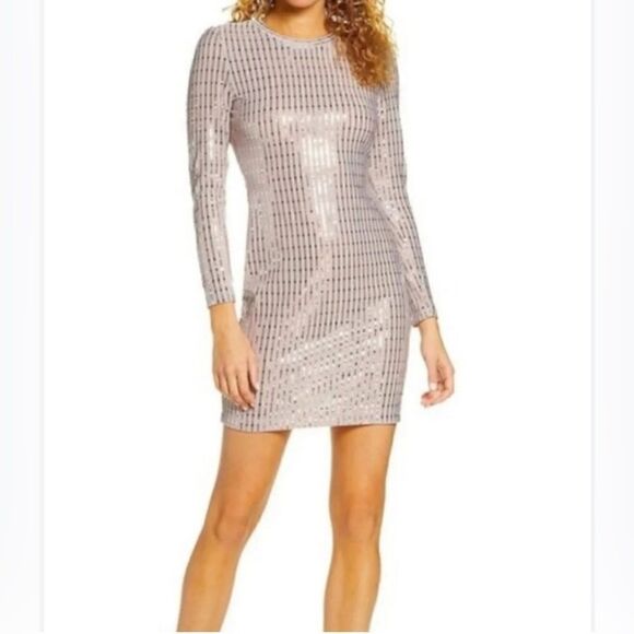 Morgan & Co Mauve and Silver Sparkle Mini Dress size L - Picture 1 of 9